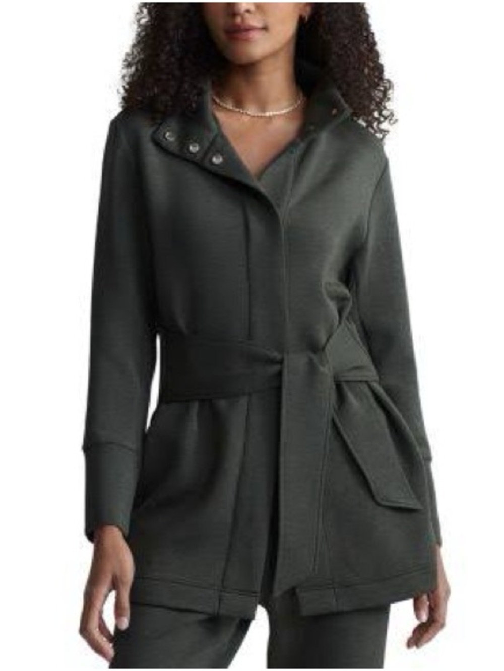 Varley Gray Belted Hooded Trench Coat